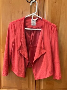 Bershka Coral Pink Draped Open-Front Blazer